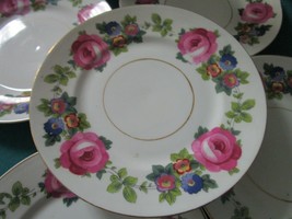 Phoenix Zchekoslovakia 5 Floral Salad Plates 7 1/2&quot; Roses And Gold - £98.92 GBP