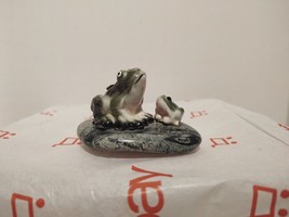 2 Miniature Frogs on Stone - Shiken Bone China - Made in Japan - £11.70 GBP