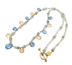 Laura Gibson 22k Yellow Gold Citrine Blue Topaz Citrine Necklace - £1,199.03 GBP