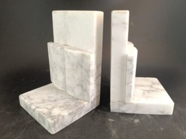 Hand-Carved 1960s Italian Carrara Marble Bookends MCM #5888       OBO - £98.69 GBP