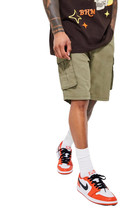 BoohooMAN Cotton Relaxed Fit Classic Casual Olive Green Cargo Shorts - 32 - £15.57 GBP