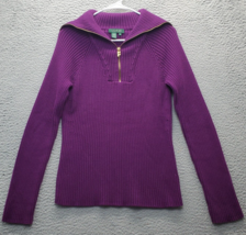 Lauren Ralph Lauren Sweater Womens Medium Purple Ribbed Turtleneck Quart... - $32.40