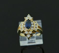 Exclusive 2.00CT Blue Sapphire Marquise Cut Engagement Ring 14K Yellow Gold Over - £81.60 GBP
