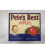 ORIGINAL PETE&#39;S BEST APPLE WOOD CRATE LABEL Pete&#39;s Best Packing Co Wenat... - £7.78 GBP