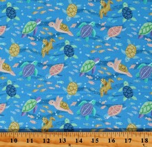 Cotton Tossed Sea Turtles Ocean Animals Nautical Fabric Print by Yard D487.74 - £11.15 GBP