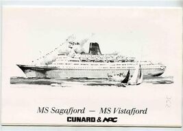 Cunard NAC Vistafjord Sagafjord Souvenir Photo in Folder 1980's - $17.82