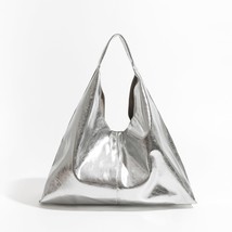 MABULA Large Silver Brand Hobo Bag for Women Designer Leather Trigle Purse Trend - £52.16 GBP