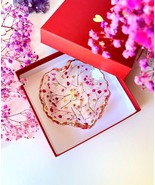 Pink Flower Ring Dish Heart Jewelry Dish Epoxy Resin bowl Floral Trinket... - $54.53 CAD