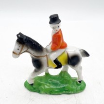 Vintage Japan porcelain Fox Hunt Hunter Rider on Horse Figurine 3 1/2” Handpaint - £19.76 GBP