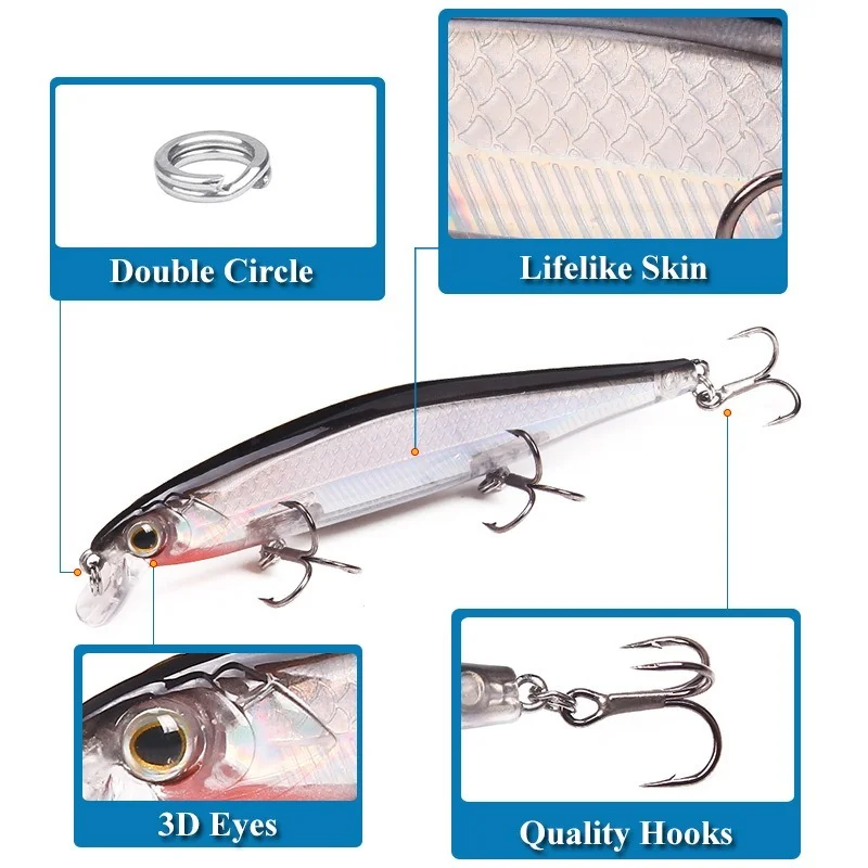 Sporting 1pcs 13g/11cm Minnow Lure Wobbler Fishing Lure Artificial Jerkbait High - £23.90 GBP