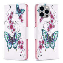 iPhone 15 Pro Max Floral Butterfly Pattern Flip Leather Phone Case - £18.04 GBP