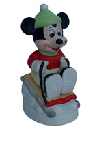 VTG Walt Disney Productions Mickey Mouse On Snow Sled 4&quot; Ceramic/Porcela... - $327.65 MXN