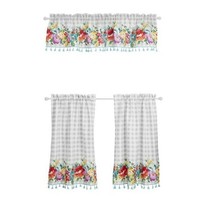 Pioneer Woman ~ 3 Pc. Curtain Set ~ 30&quot; x 36&quot; ~ Sweet Romance Blossoms w/Tassels - £29.82 GBP