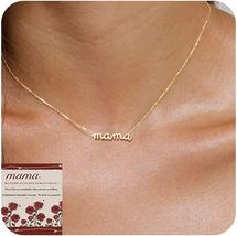 Mothers Day Gift for Mom Wife, Mama Necklace for Women Trendy 14K Gold Plated Cu - £16.34 GBP