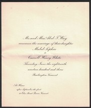 1903 Wedding Invitation - Mabel S Way to Carroll H White, Burlington, Ve... - $3.95