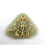 UNIQUE NATURAL OLD JADE PENDANT STUDDED WITH DIAMOND EMERALD IN 22K GOLD - £1,320.56 GBP