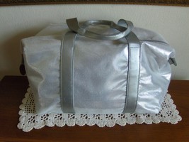 Nina Ricci Parfums Tote Bag Silver Metallic Satchel Shopper Gym Travel L... - $24.99