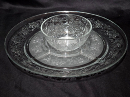 PRINCESS HOUSE 2 Piece Crystal 12.5&quot; FANTASIA Divided Platter And Bowl Set - $41.93 CAD