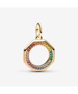 14K Gold-Plated ME Rainbow Medallion Charm with Multi-Color Crystal - 76... - $21.26 CAD
