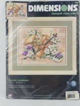 New Dimensions &quot;FLORAL HARMONY&quot; Stamped Cross Stitch Kit -#3210 - £11.81 GBP