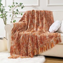 Orange Throw Blanket For Couch, Decorative Fall Blankets And Throws, Halloween T - £43.15 GBP