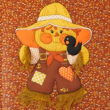 Vintage Pillow Scarecrow Sam Fabric Panel Trapunto Style Framed 70s Springs Mill - £30.82 GBP