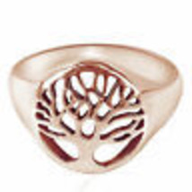 14K Rose Gold Plated Flourishing Tree Of Life Ring 925 Sterling Silver - £129.79 GBP