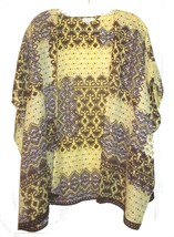 C Yellow and Brown Open Cover Up Jacket Top One Size to Plus Size 2X - $26.99