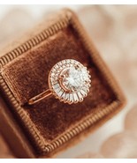 Round Cut Moissanite Diamond Engagement Ring 14K Rose Gold Anniversary Ring - €238,88 EUR