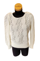 JOLIE NY Vintage Womens Top Size Large Ivory Knit Button Shoulder Long S... - $32.71