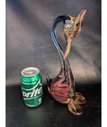 Swan Long Neck Venetian Murano Art Glass Statue JICO Style 11 In Red Blu... - $2,178.44 MXN