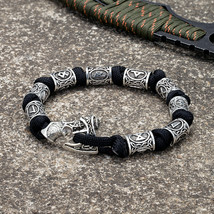 Norse Vikings Axes Wrap Bracelets Men Mjolnir Hammer Camping Paracord Survival R - £12.27 GBP