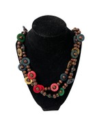 Multicolor Wooden Bead Necklace 30&quot; - £8.71 GBP