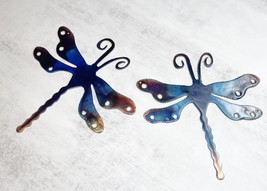 Dragonfly Pair Royal Blue Tinged Copper - Metal Wall Art - 7&quot; x 6 3/4&quot; - £21.17 GBP