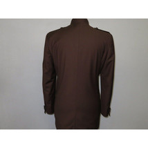Mens Apollo  King  Banded Collarless suit Chinese Mandarin Wide leg AG94 Brown image 5