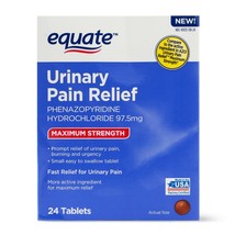 Equate Maximum Strength Urinary Pain Relief Phenazopyridine Tablets 97.5mg 24ct. - £20.56 GBP