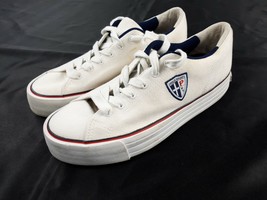 Polo Sport Shield Canvas Shoes White Sneaker Casual Vintage 90s Size 7.5 - £23.32 GBP