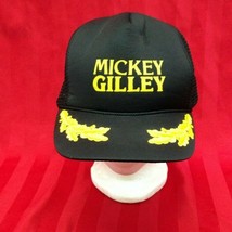 Mickey Gilley Black With Yellow Adornments Foam Backed Adjustable Ball Cap - $7.92