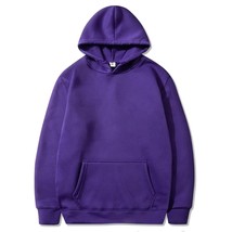 Fashion Men&#39;s Casual Hoodies Pullovers Sweatshirts Top Solid Color Purple - $16.99