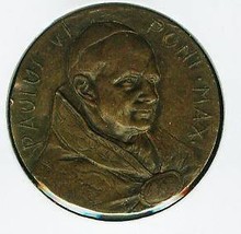 Vintage Handmade Pope Paul VI Bronze Hammered Medal 30mm.  Always Free W... - $48.00 CAD