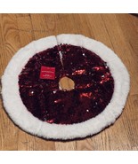 Christmas Mini Tree Skirt Sequins Silver Red 2-Tone w Faux Fur Trim 18&quot; ... - $7.19