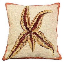 Throw Pillow Needlepoint Sea Star Ocean 18x18 Flesh Beige Cotton Velvet ... - £229.02 GBP