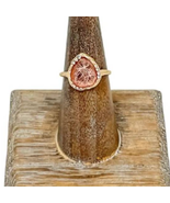 Pink Pear Shaped Resin with Crystal Accents Gold Ring - £12.51 GBP