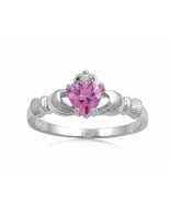 Sterling Silver Pink Claddagh Ring  - £30.29 GBP