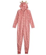 Girls One Piece Pajamas Hooded Reindeer Union Suit Fleece Blanket Sleepe... - £17.00 GBP