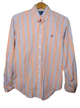 Polo Ralph Classic Fit Mens Stripe Button Up Shirt Size M Orange Green C... - $23.74