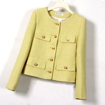 New Autumn Winter Korean Women&#39;s Single Breasted Brand Chic Tweed Woolen Coat Re - £41.80 GBP