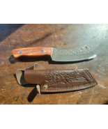 9" Damascus Steel Hunting Skinning Knife Wood Handle With Leather Sheath - €33,75 EUR