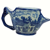 Vintage Flow Blue Victoria Ware Ironstone Tea Bag Holder City Scene - £36.48 GBP