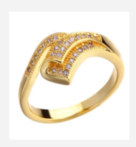 GOLD RHINESTONE COCKTAIL RING SIZE 5 6 7 8 9 10 - £31.35 GBP
